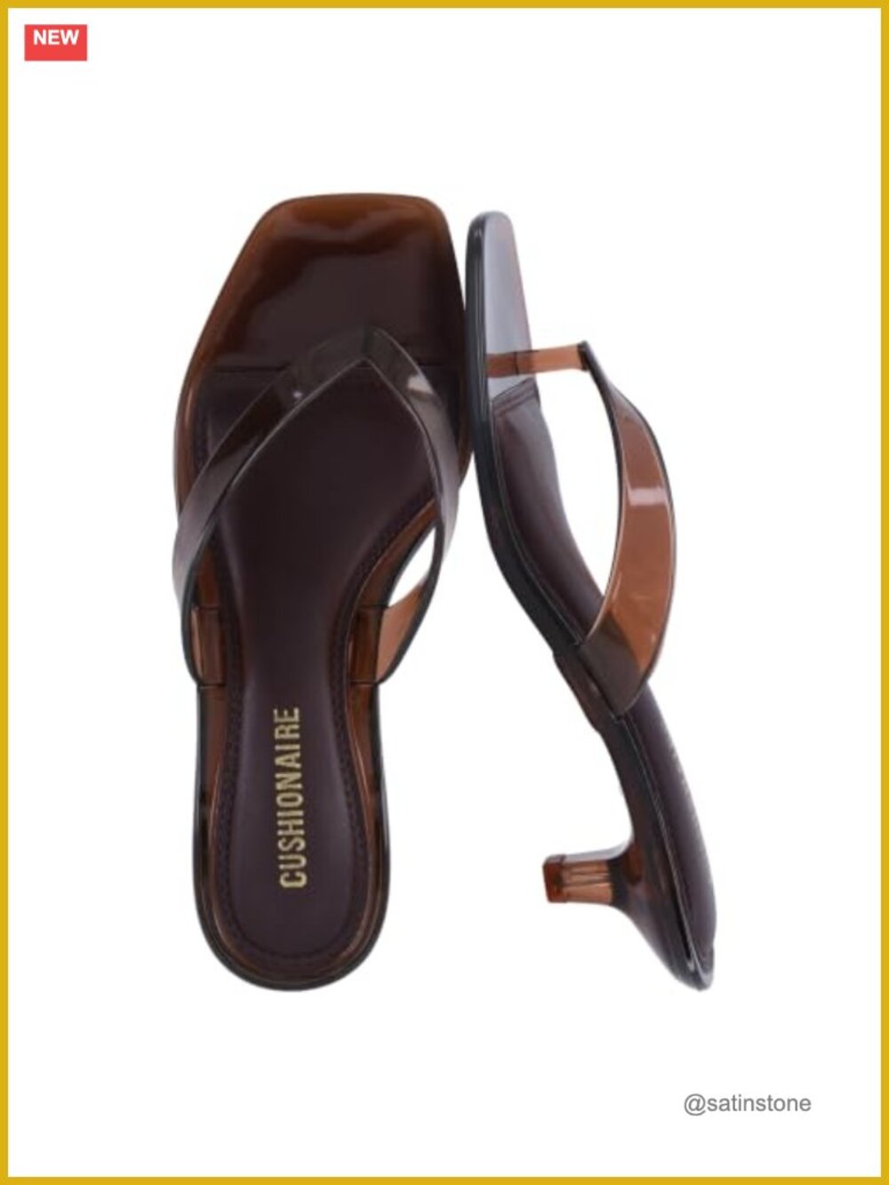 Cushionaire Riot Jelly Kitten Heel Sandals Women Square Toe Thong